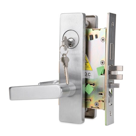 Right Handed Heavy Duty Classroom Mortise Lock With Escutcheon In Satin Chrome